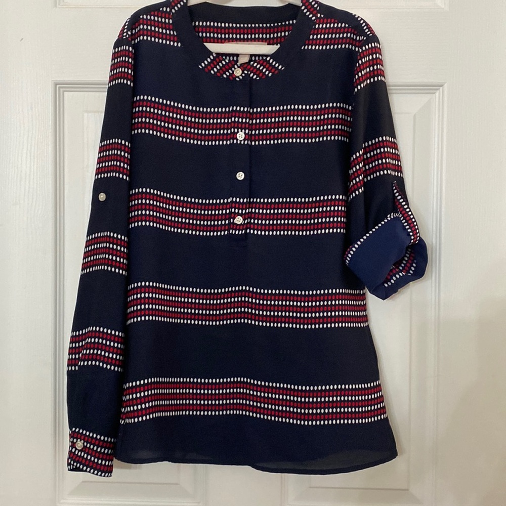 Banana Republic rolled sleeve blouse Navy, Red, White XXS Petite